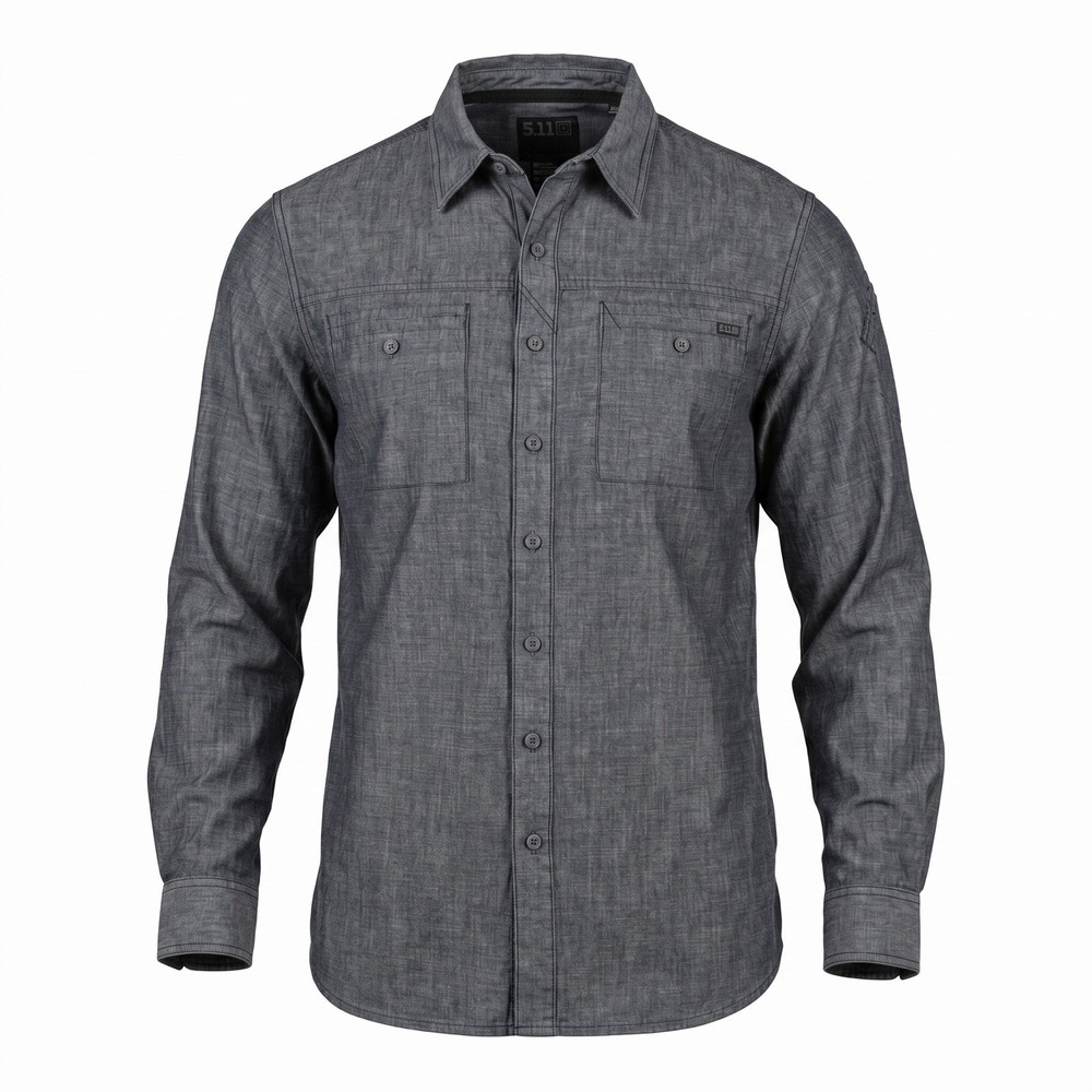 5.11 Tactical Medium Chambray Shirt Blue Workwear Long Sleeve Button Up 72403